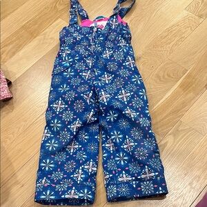 Obermeyer Blue and Pink Snowflake Overalls